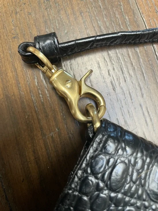 Brahmin Black Croc Embossed Leather Crossbody Wallet Clutch Tassel - Picture 5 of 14